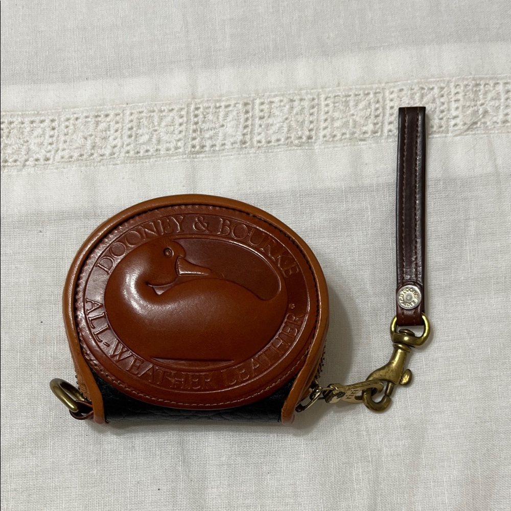 Dooney & Bourke Tan and Brown Leather Coin Pouch